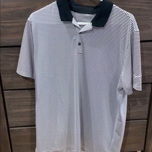 Nike black and white striped golf polo